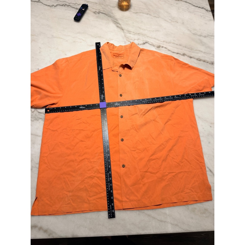 Tommy Bahama Mens Orange Surf and Roll Sushi Bar Embroidered Silk Shirt XL